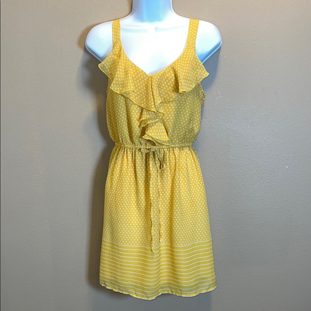 BeBop Women’s Yellow Smocked Mini Sundress Resort Wear SZ L